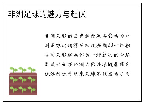 非洲足球的魅力与起伏